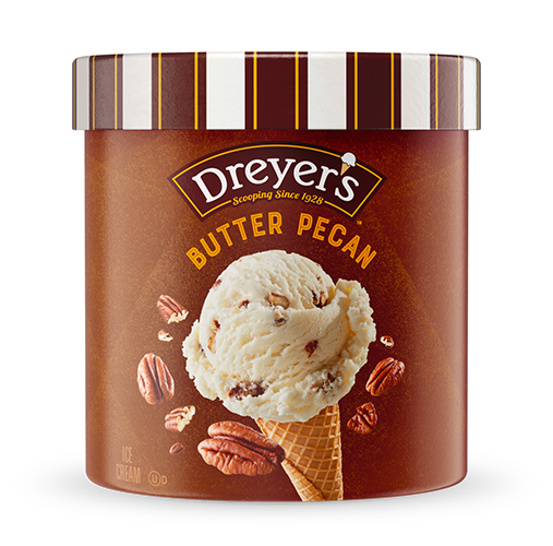 Carton of Dreyer's butter pecan ice cream