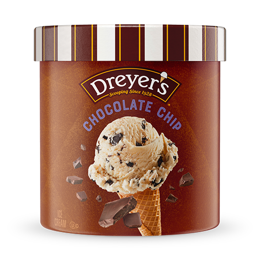 Carton of Dreyer's chocolate chip ice cream