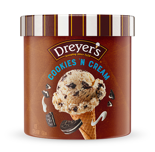 Carton of Dreyer's chocolate ice cream