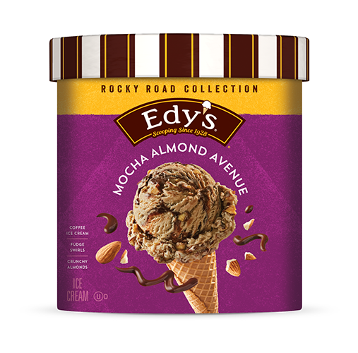 Carton of Edy's mocha almond avenue ice cream