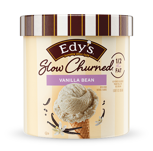 Carton of Edy's slow-churned Vanilla Bean ice cream