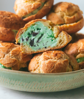 Edy's mint chocolate chip filled cream puffs