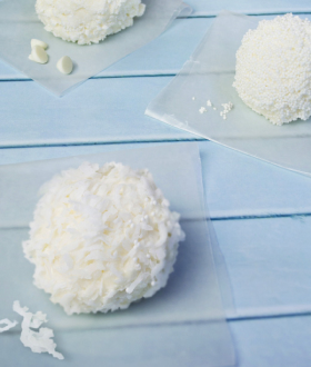 Edy's ice cream decorated as snow balls