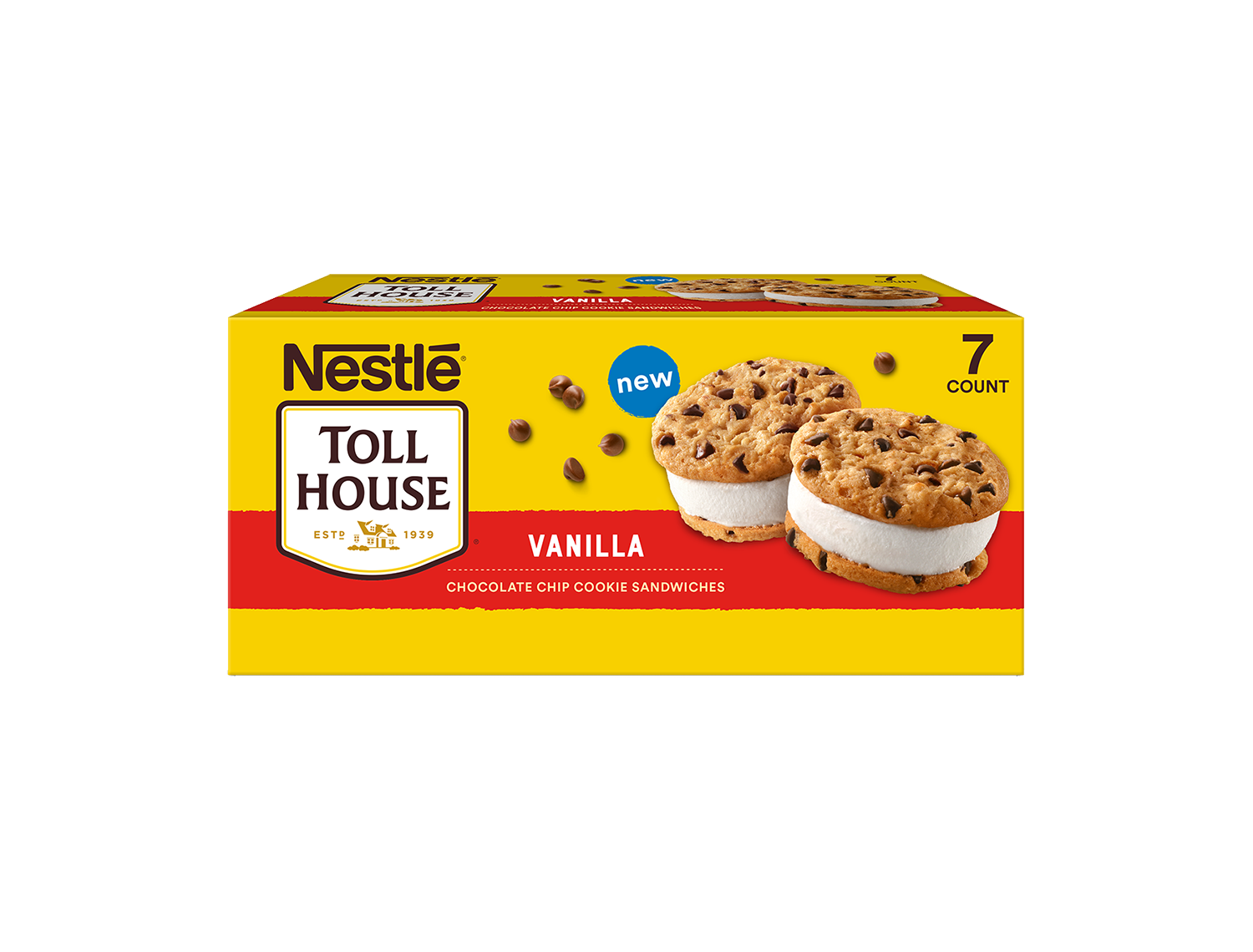 Box of Toll House mini chocolate chip ice cream sandwiches